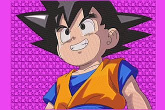 do anime embroidery digitizing into dst, pes, jef, emb files