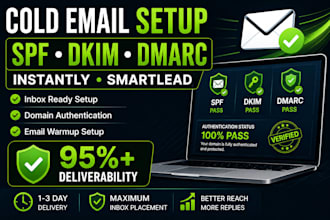 setup cold email account for outreach an warm up of instantly smartlead  snov