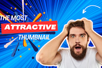 design clickbait, eye catchy, viral youtube thumbnail within 2 hours