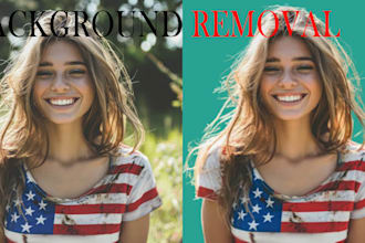 do photo background removal with white or transparent and replace