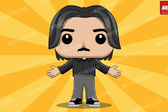 draw you in funko pop cartoon chibi 2d style illustration
