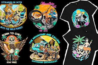 make illustration retro graphic t shirt  for logo merchandise