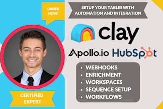 setup clay com workflow apollo io sequence hubspot automation enrichment webhook