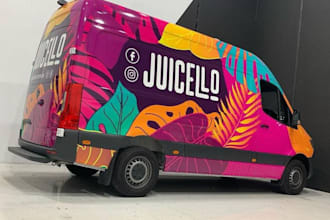 create a vehicle wrap design for van car truck trailer, truck wrap, van wrap