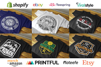 custom t shirt design for printful, shopify, etsy, merch by amazon and more