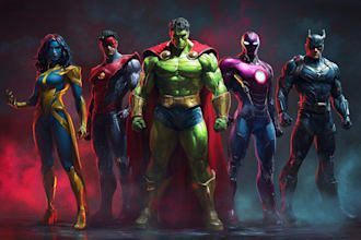 design comic book illustration superhero cartoon character