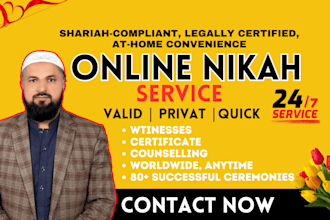 help you in online nikah, provide witnesses, certificate