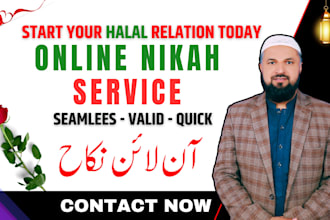 lead your online nikah, provide witnesses, wali, certificate