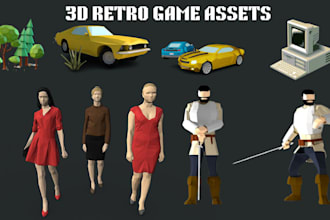 do retro ps1, psx, n64 low poly 3d models and props for your game