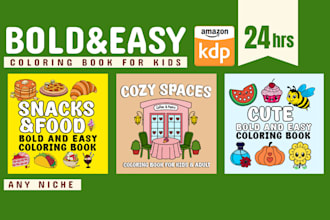 design bold and easy cute coloring book for amazon KDP