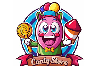 make sweet fun candy mascot logo your brand to life