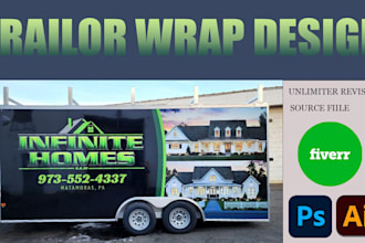 create awesome food truck, trailer container wrap, van wrap, food menu