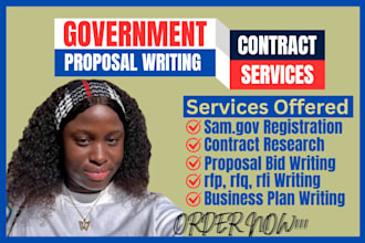 write government contract bid proposal rfp rfq rfi grant writing business plan
