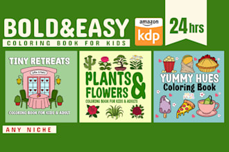 design bold and easy doodle kawaii, cozy coloring book for amazon KDP
