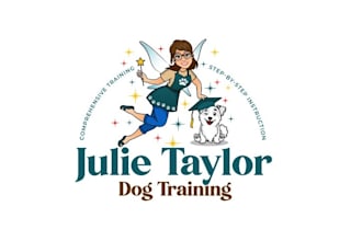 dog trainer tinker bell fairy bestowing logo design