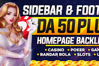 make da50 SEO backlinks homepage blogroll or sidebar report
