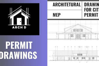 do architecture structure mep drawings set  for city permits