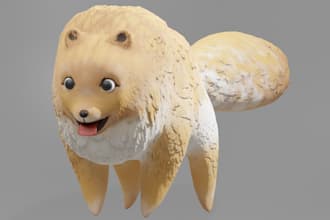 design cute chibi toy,3d character sculpt toys, animal, cartoon style, rendering