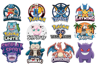 design pokemon fakemon chibi art funks anime style logo and text for your brand