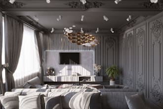 turn 2d sketch to 3d residential house, bedroom interior rendering, livingroom