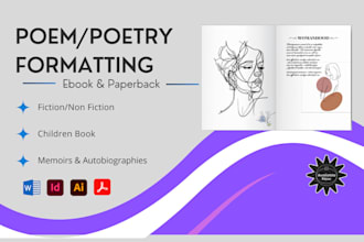 design format edit, poetry book poem fiction biography memoir book form