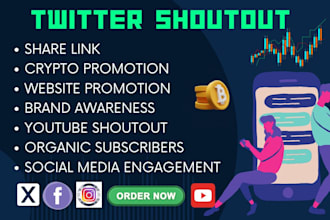do twitter shoutouts, promote crypto nft project, tweet, share link, yt,website