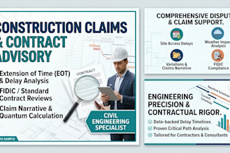 review and prepare your fidic claims, eot delay analysis, and contract disputes