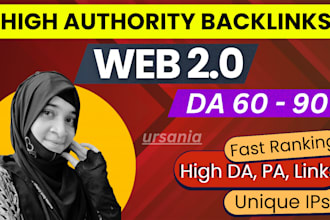 build 2000 high authority dr SEO web 2 contextual backlinks for google ranking