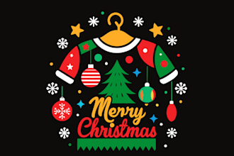 create a festive merry christmas tree logo for your brand