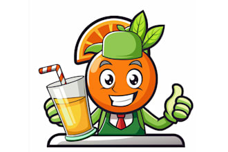 create a fun cartoon orange juice logo for your brand