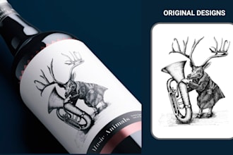 create original hand draw illustration label design