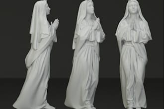 be your 3d sculptor,hq mary statue,convert and resculpt 3d stl model, resin 3d