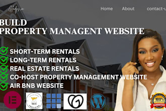 design property management website vacation rental, hotel booking website wix