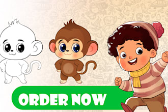 draw cartoon illustrations, digital art and cute character
