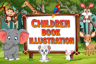 design 2d children book illustration and story book illustration