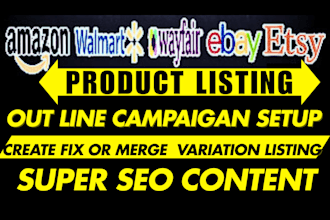 list etsy, ebay amazon walmart sku variation, PPC setup ads