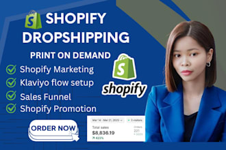 do shopify store marketing,promotion,klaviyo sales funnel,dropshipping promotion