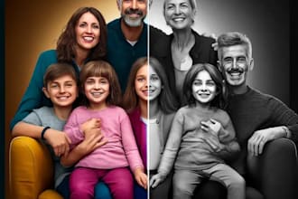 restore, colours black and white photo