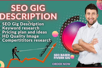 write fiverr profile, gig descriptions, gig title, tags and create gig image