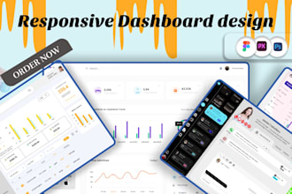 design modern dashboard UI UX in figma for web app and admin panel