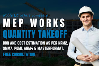 quantity takeoff for mechanical, electrical, plumbing and mep cost estimation