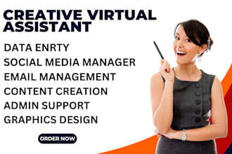 creative executive virtual assistant data entry social media personal long term