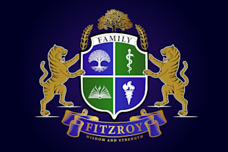 design bespoke luxury coat of arms, family crest and vintage emblem