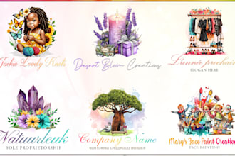 design signature watercolor logo design for your brand