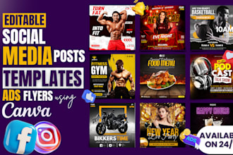 design editable social media posts,templates, ads,flyer using canva
