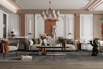 create 3d interior design of house, bedroom,living room, 3d rendering by 3ds max