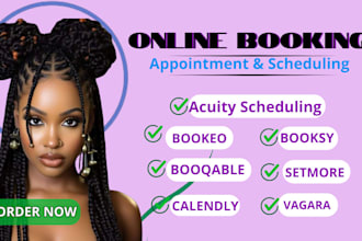 setup acuity booksy calendly schedule setmore bookeo booqable vagaro