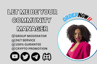 be your telegram admin and discord moderator as a community manager