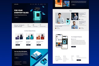design perfume fragrance website and shopify skincare store dropshipping store