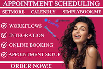 set up simplybook me, calendly, setmore, scheduling booking appointments